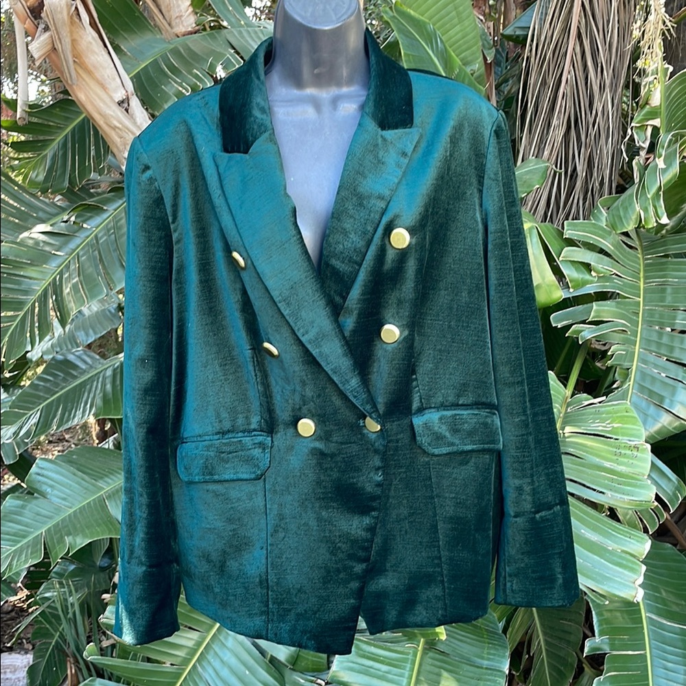 Chicos Elegant Green Velvet Women's Blazer - Picture 3 of 7